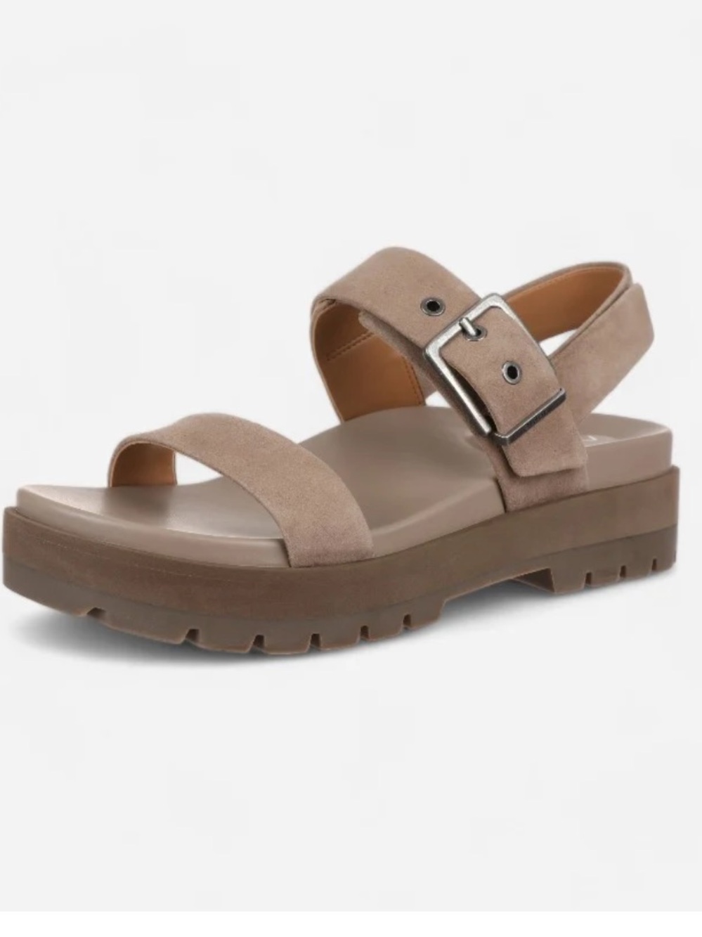 Vionic Torrance sandal Taupe Suede Buckle Platform Sandal